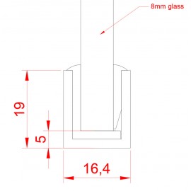 Rail Alu 2.5m pour Verre 8mm