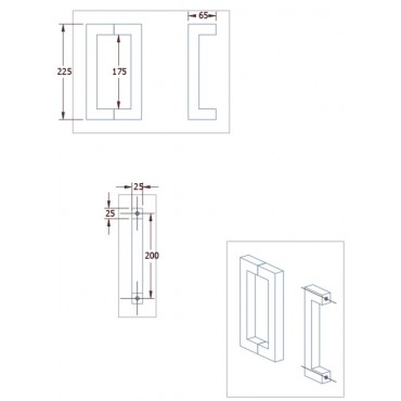Poignée Rectangulaire 22.5cm pour Porte en Verre